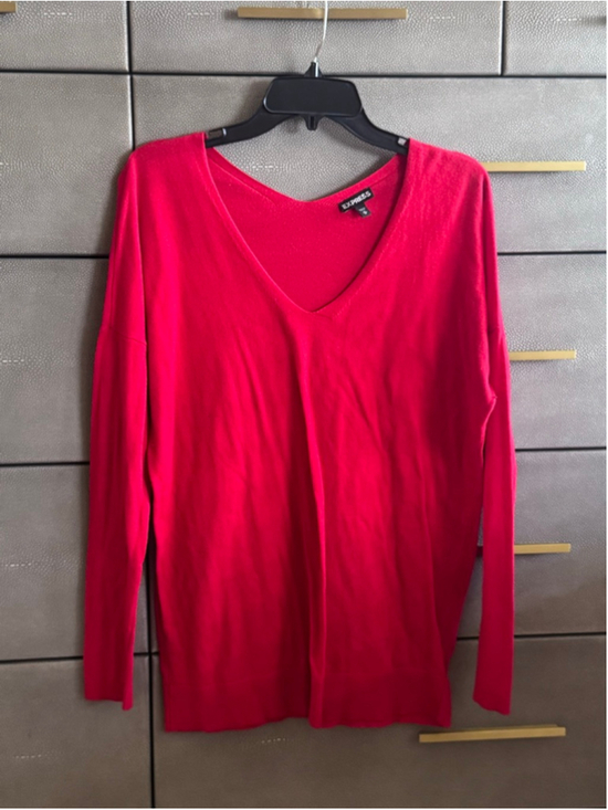 Express Sweaters - Express Red V-Neck Sweater Women's Medium